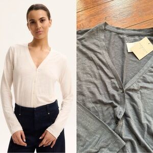 NWT Majestic Filatures Women's Long Sleeve V-Neck Top Cardigan Gray | Size M